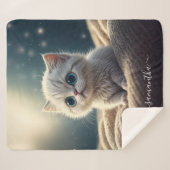 Fantasy Schattige Baby Kitty Cat Lover's gepersona Sherpa Deken (Voorkant (horizontaal))