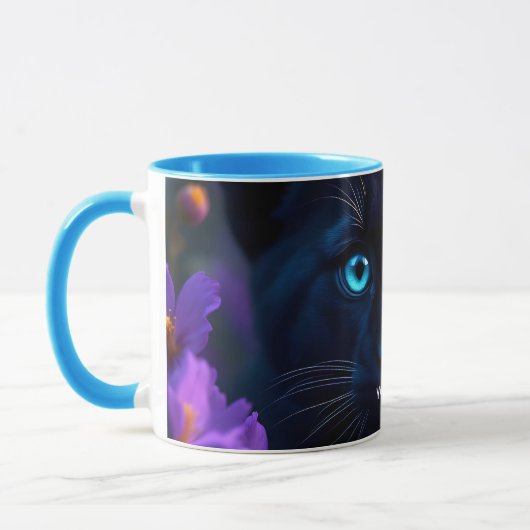 Fantasy Schattige Baby Panther Flowers Mok (Links)