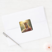 Fantasy Schattige Baby Tiger Hand Vierkante Sticker (Envelop)