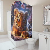 Fantasy Schattige Baby Tiger Sakura Douchegordijn (In situ)