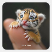 Fantasy Schattige Baby Tijger Vinger Vierkante Sticker (Voorkant)