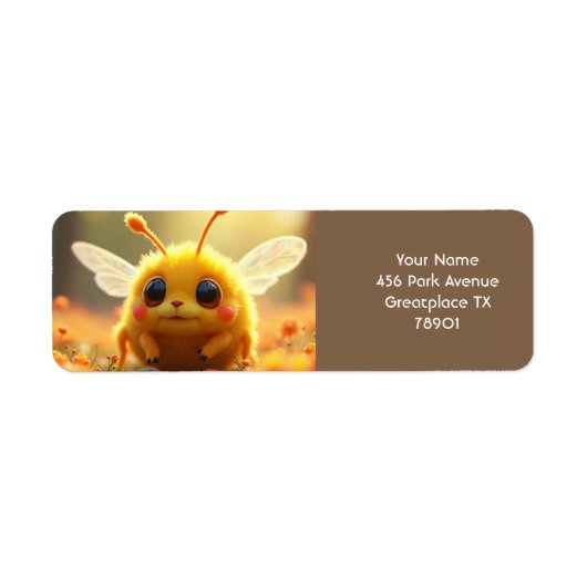 Fantasy Schattige Bee Bug Sun Etiket (Voorkant)