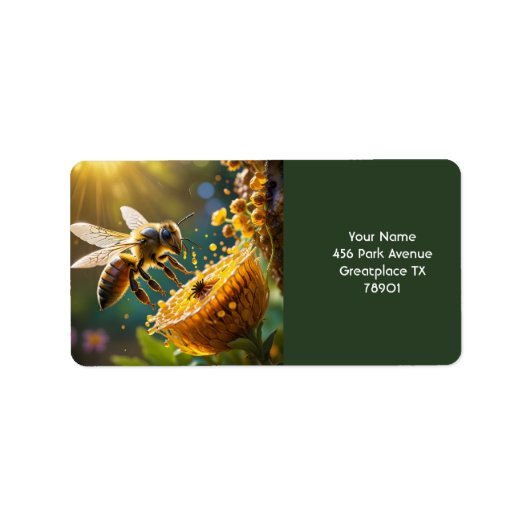Fantasy Schattige Bee Flowers Zon Etiket (Voorkant)