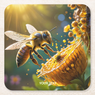 Fantasy Schattige Bee Flowers Zon Kartonnen Onderzetters