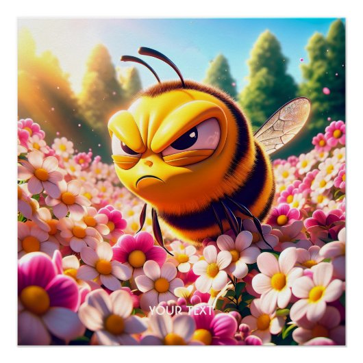 Fantasy Schattige Bee Flowers Zon Perfect Poster (Voorkant)
