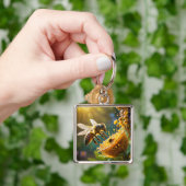 Fantasy Schattige Bee Flowers Zon Sleutelhanger (Hand)