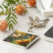 Fantasy Schattige Bee Flowers Zon Sleutelhanger (Zijkant)