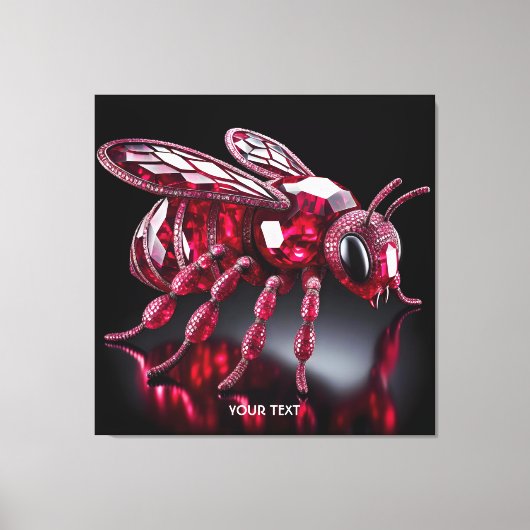 Fantasy Schattige Bee Ruby Diamonds Canvas Afdruk (Voorkant)