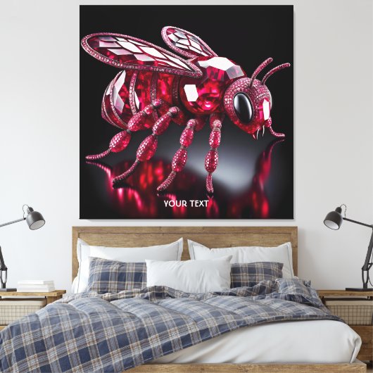 Fantasy Schattige Bee Ruby Diamonds Canvas Afdruk (Insitu (Slaapkamer))