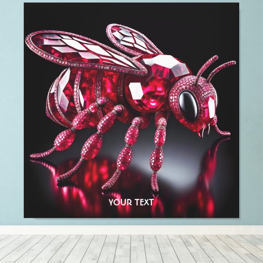 Fantasy Schattige Bee Ruby Diamonds Canvas Afdruk (Insitu (Houten vloer))