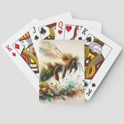 Fantasy Schattige Bee Waterverf Flowers Pokerkaarten (Achterkant)