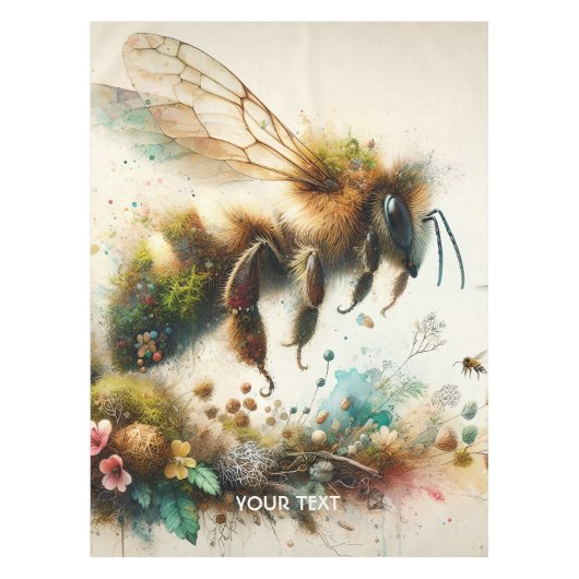 Fantasy Schattige Bee Waterverf Flowers Tafelkleed (Voorkant)