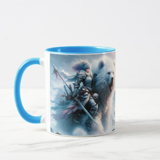 Fantasy Schattige Beer Vrouw Warrior Mok (Links)