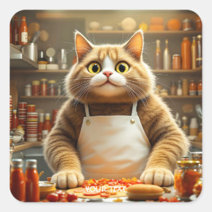 Fantasy Schattige Big Eyes Cat Vierkante Sticker