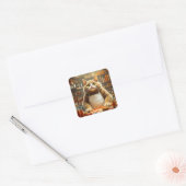Fantasy Schattige Big Eyes Cat Vierkante Sticker (Envelop)