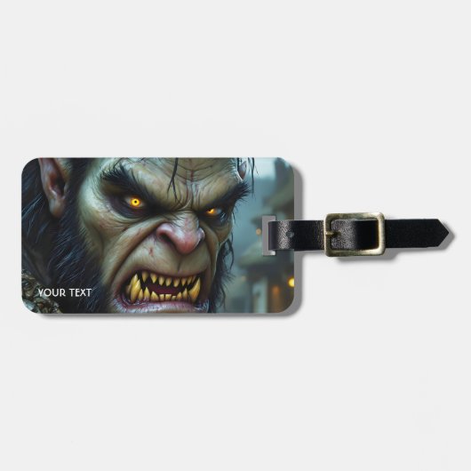 Fantasy Schattige Big Strong Warrior Bagagelabel (Voorkant horizontaal)