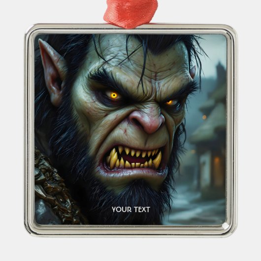 Fantasy Schattige Big Strong Warrior Metalen Ornament (Voorkant)