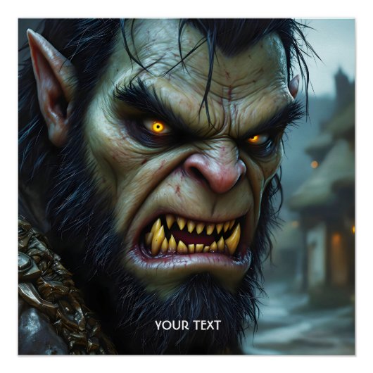 Fantasy Schattige Big Strong Warrior Perfect Poster (Voorkant)