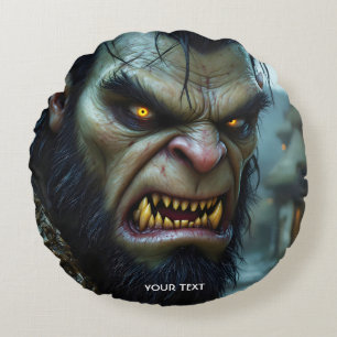 Fantasy Schattige Big Strong Warrior Rond Kussen