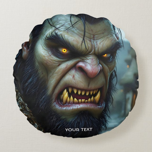 Fantasy Schattige Big Strong Warrior Rond Kussen (Voorkant)