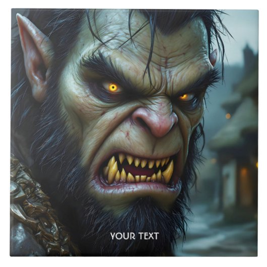 Fantasy Schattige Big Strong Warrior Tegeltje (Voorkant)