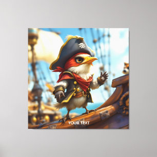 Fantasy Schattige Bird Captain Pirate Canvas Afdruk