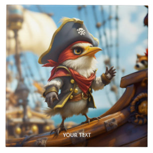 Fantasy Schattige Bird Captain Pirate Tegeltje