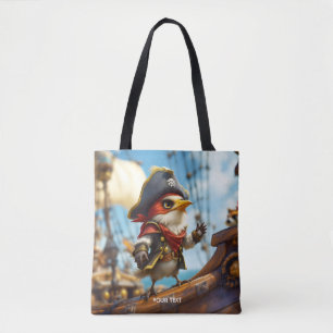 Fantasy Schattige Bird Captain Pirate Tote Bag