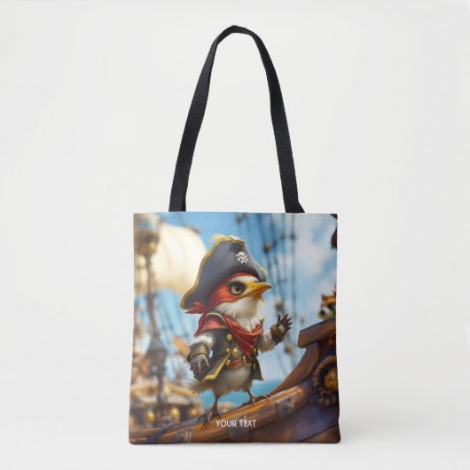 Fantasy Schattige Bird Captain Pirate Tote Bag (Voorkant)