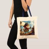 Fantasy Schattige Bird Captain Pirate Tote Bag (Voorkant (product))