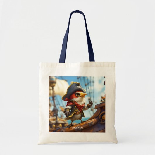 Fantasy Schattige Bird Captain Pirate Tote Bag (Voorkant)