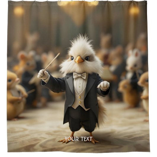 Fantasy Schattige Bird dirigeert orkest Douchegordijn (Voorkant)