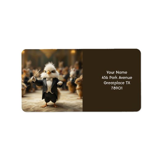 Fantasy Schattige Bird dirigeert orkest Etiket (Voorkant)
