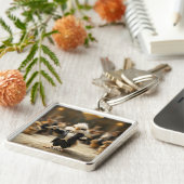 Fantasy Schattige Bird dirigeert orkest Sleutelhanger (Zijkant)