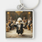 Fantasy Schattige Bird dirigeert orkest Sleutelhanger (Voorkant)