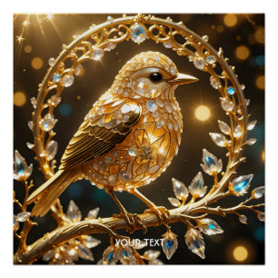 Fantasy Schattige Bird Filigree Diamonds Perfect Poster