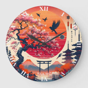 Fantasy Schattige Bird Sakura Sun Grote Klok