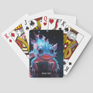 Fantasy Schattige Blauw Glimlachende Axolotl Pokerkaarten