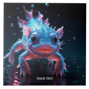 Fantasy Schattige Blauw Glimlachende Axolotl Tegeltje