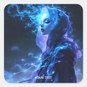 Fantasy Schattige blauw violet meisje Vierkante Sticker