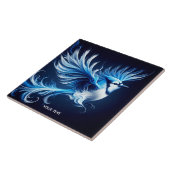 Fantasy Schattige Blauwe Vliegende Vogel Tegeltje (Zijkant)