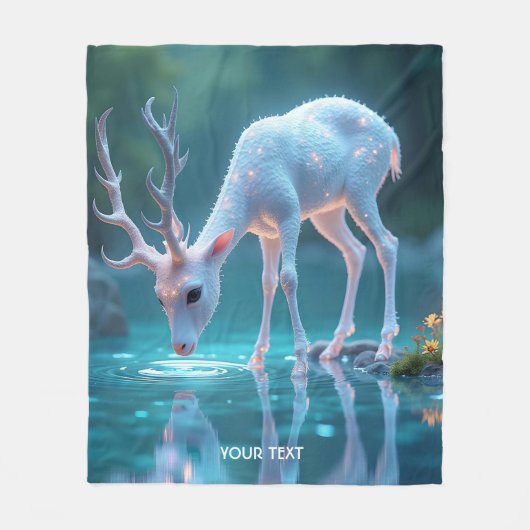 Fantasy Schattige Blue Baby Deer Fleece Deken (Voorkant)