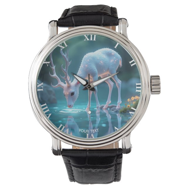 Fantasy Schattige Blue Baby Deer Horloge (Voorkant)
