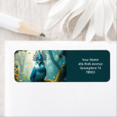 Fantasy Schattige Blue Bird Forest Etiket (Insitu)