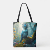 Fantasy Schattige Blue Bird Forest Tote Bag (Achterkant)
