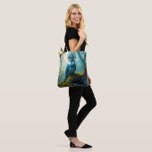 Fantasy Schattige Blue Bird Forest Tote Bag (Op model)