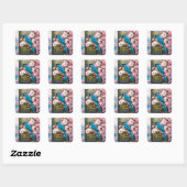 Fantasy Schattige Blue Bird Magazine Vierkante Sticker (Vel)