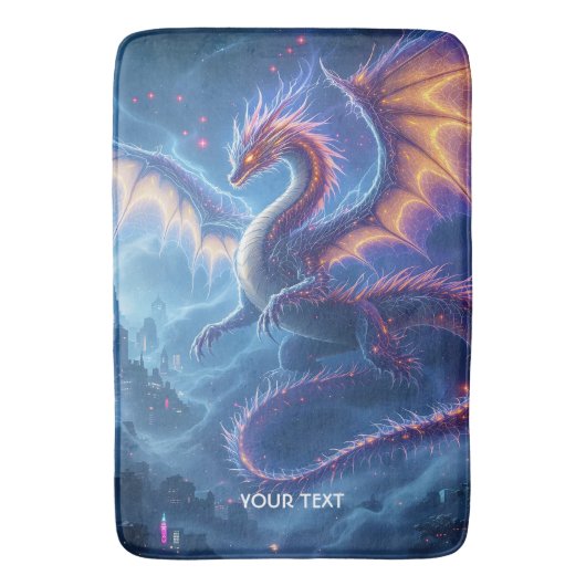Fantasy Schattige Blue Dragon City Badmat (Voorkant Verticaal)
