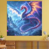 Fantasy Schattige Blue Dragon City Canvas Afdruk (Insitu (Woonkamer))