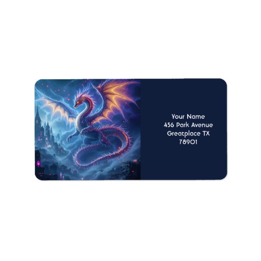 Fantasy Schattige Blue Dragon City Etiket (Voorkant)